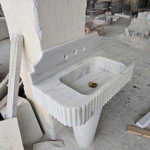 Carrara White Marble Sink, Wall Mounted Marble Sink, Marble Bathroom Sink