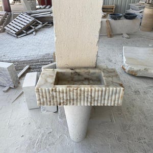 Calacatta Viola Marble Sink: Floating Vanity with Backsplash
