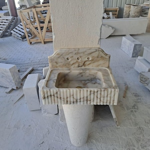 Ready to ship!!!,  Viola Marble Sink, Floating Sink with Backsplash, Marble Sink Vanity, Powder Room Sink, Wall Mounted Sink, Sink Top