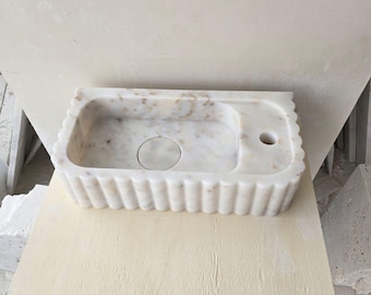 Hand-Carved Calacatta Gold Marble Sink | Smooth Stone Basin