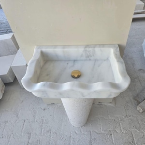 Carrara White Marble Sink, Wall Mounted Marble Sink, Marble Bathroom Sink