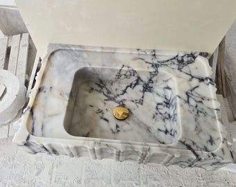 Calacatta Viola Marmor Rechteck Wandhalterung Waschbecken