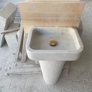 Ready to Ship! Carrara Marble Sink, Wall Mounted Sink, Hand Carved Sink, Marble Sink, Toilet Room Sink, Vessel Sink