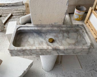 Handmade Calacatta Viola Marble Sink: Bathroom Vanity, Powder Room