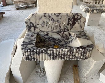 Hand geschnitzte lila Marmor Eitelkeit, Badezimmer Schiff Waschbecken, Lavabo