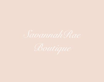 May include: A light pink background with the text "Savannah Rae Boutique" in white cursive font.