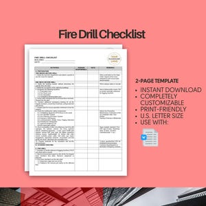 Fire Drill Checklist (Fire Drill Planning Guide, Building / Emergency Evacuation, Emergency Preparedness, Fire Safety Compliance)