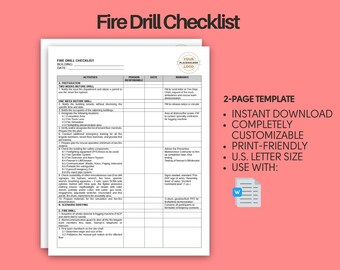 Fire Drill Checklist (Fire Drill Planning Guide, Building / Emergency Evacuation, Emergency Preparedness, Fire Safety Compliance)