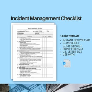 Checklista för incidenthantering (checklista för krishantering, checklista för katastrofberedskap, handlingsplan för incident, checklista för incidenthantering)