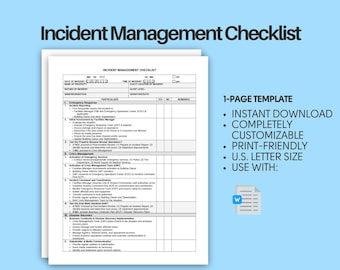 Incident Management Checklist (Crisis Management Checklist, Emergency Response Checklist, Incident Action Plan, Incident Handling Checklist)