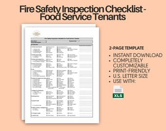 Landlord Fire Safety Inspection Checklist - Food Service Tenants (Commercial Kitchen Fire Safety Audit, Fire Protection and Code Compliance)