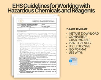 EHS Guidelines for Working with Hazardous Chemicals and Reagents (Hazardous Chemicals Safety, Reagent Handling Procedures, Chemical Safety)