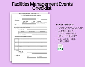 Events Checklist (Facilities Management Event Preparation Checklist, Event Planning & Safety Checklist, Event Setup and Logistics Checklist)