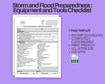 Storm and Flood Preparedness: Equipment and Tools Checklist (Storm Emergency Kit Checklist, Flood Protection Tools and Supplies)