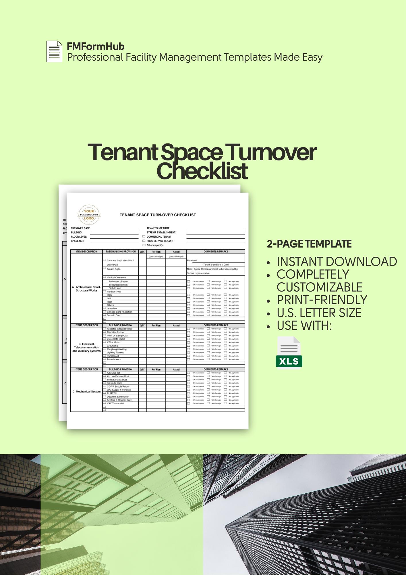 Unit Turn Checklist.pdf Tenant Space Turnover Checklist (lease Space Handover Guide, Space ...