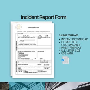 Incident Report Form (Workplace Incident Report Template, Accident Report Form, Incident Record Template, Incident Tracking Form)
