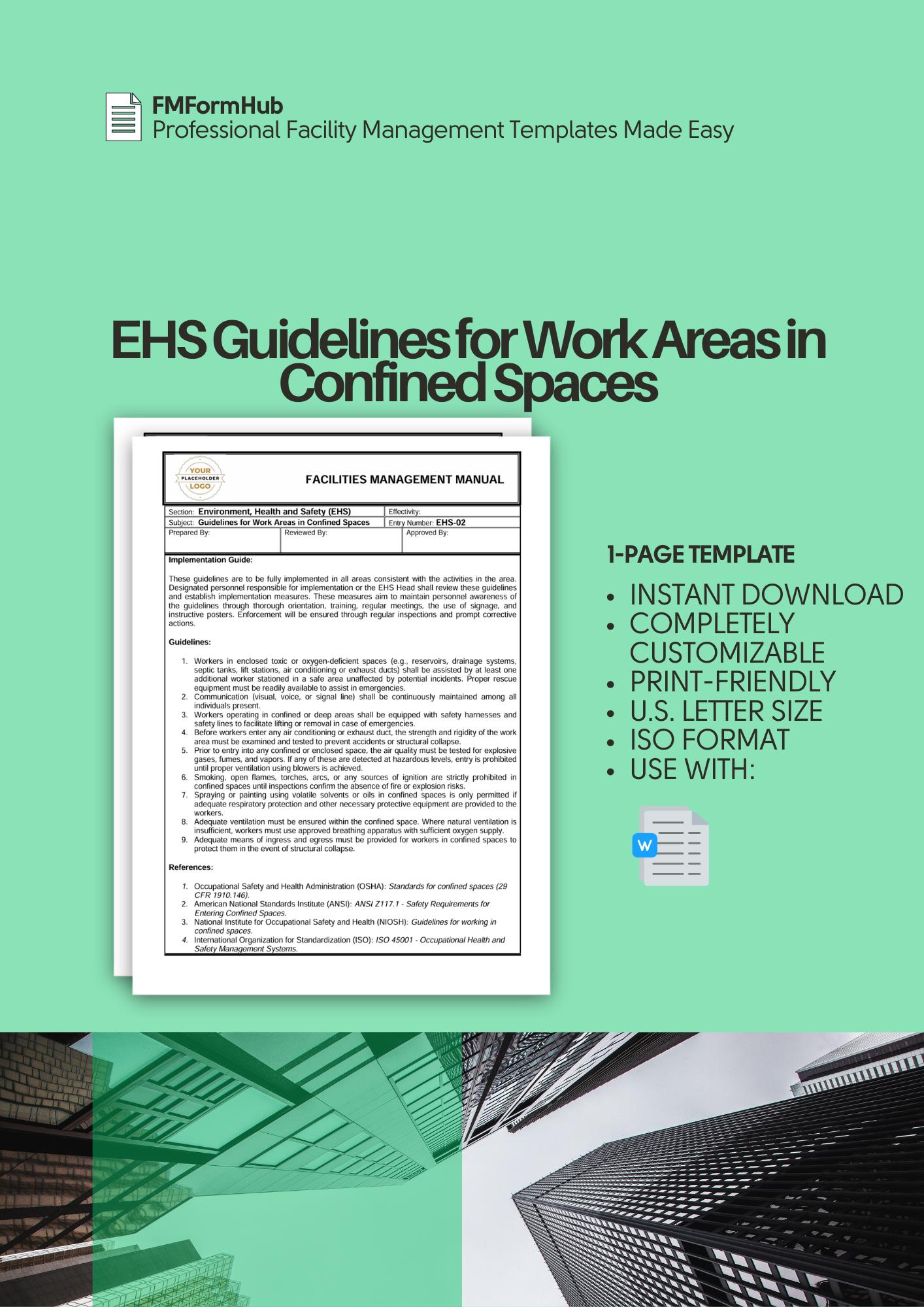 EHS Guidelines for Work Areas in Confined Spaces (safety Standards for ...