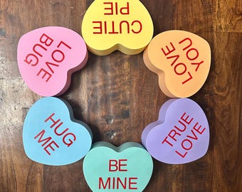 Set of 6 Pastel Conversation Hearts | Valentine's Day Tiered Tray Decor