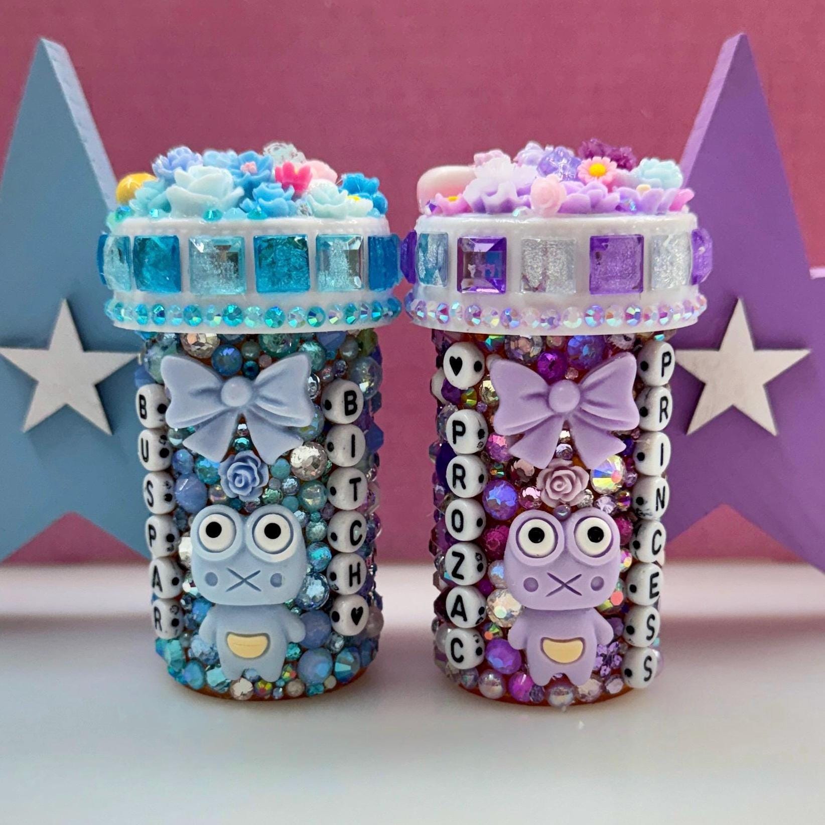 Premium Rhinestone Bedazzled Pill Bottle Funny Mental Health Gift Stocking Stuffer