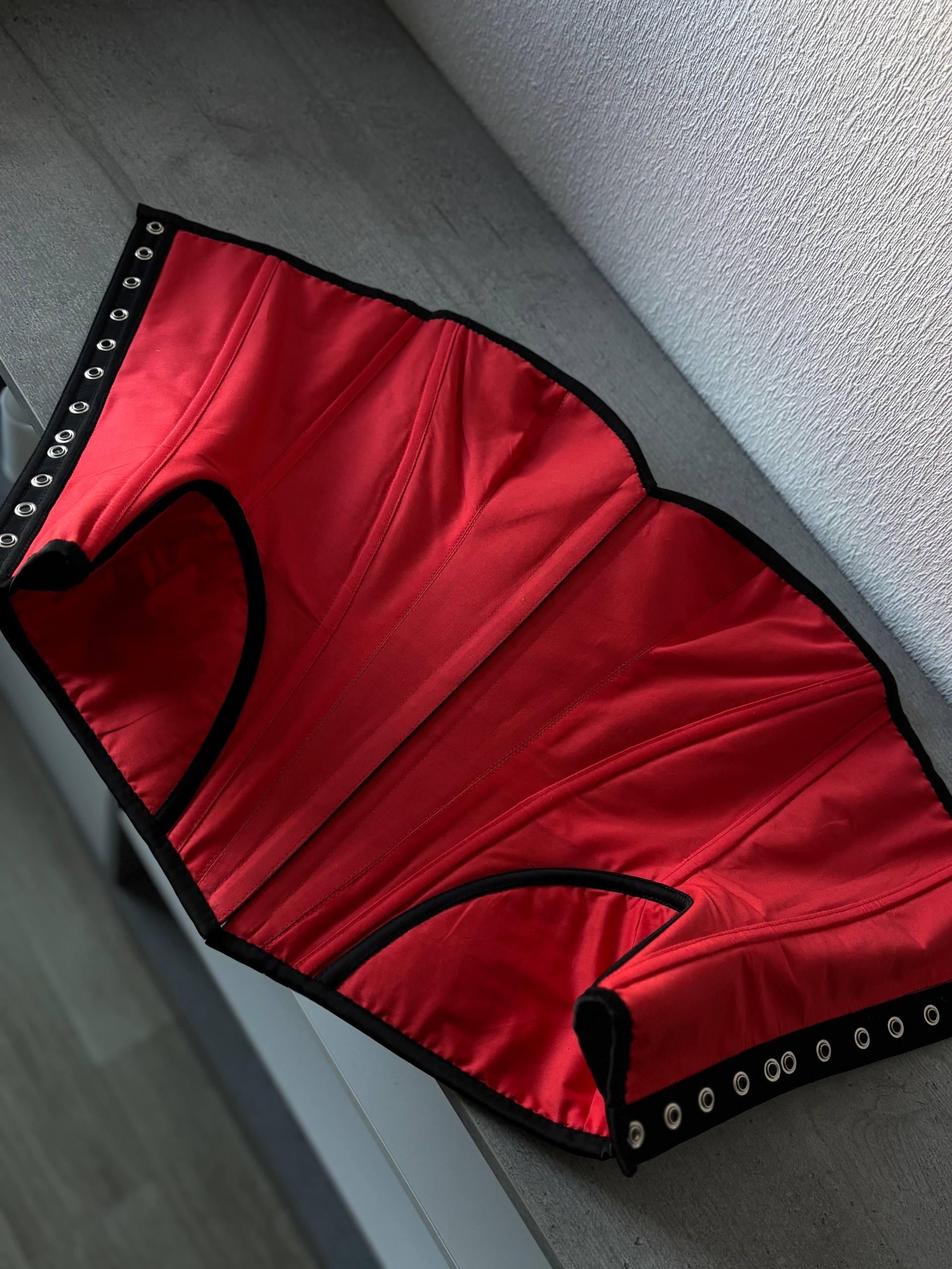 Black Satin Corset With Front Busk Closure and Back Lacing, Curved ...