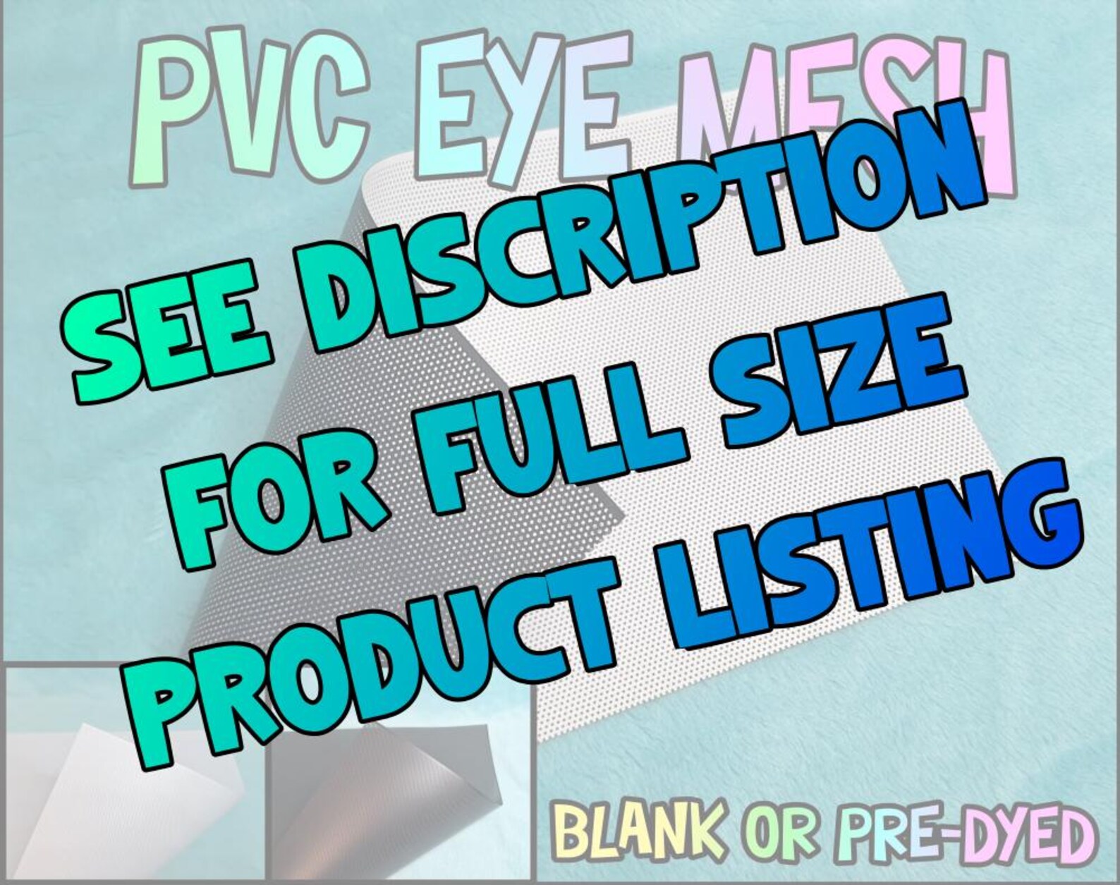 PVC Eye Mesh Sample Pack – Test Visibility, Color & Paint Compatibility ...
