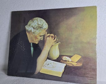 Vintage Enstrom Gratitude Woman Praying Unframed Picture 16 X 20 In. NEW