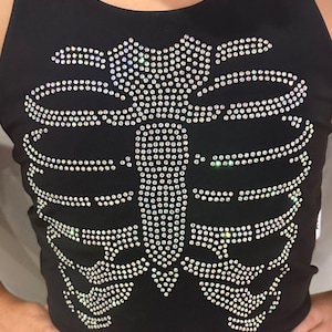 Rhinestone Skeleton Crop Top