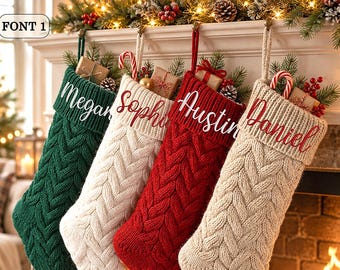 Personalized Christmas Stocking, 2026 Embroidered Family Name, Monogram Stocking, Holiday Decor,Holiday Xmas Gifts