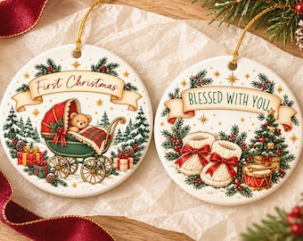 Personalized Christmas Ornament for Baby, Ceramic Baby's First Christmas Keepsake, Custom Name Holiday Decor, Newborn Gift, 2026 Ornament
