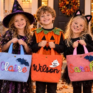 Personlig pumpaväska, Halloween-tygväska i manchester med personligt namn, babyshowerpresenter, handväskor med barnnamn, Halloween-tygväska
