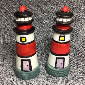 Lighthouse Salt Shaker,Vintage Ceramic Collectible,Seashore Kitchen,KagrannaPaintgarden