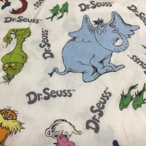 Dr.Seuss Fabric,Celebrate Design #15670,Kids Quilting,Clothing,Cat in Hat,Grinch,Childrens Book Character,Robert Kaufman,KagrannaPaintgarden