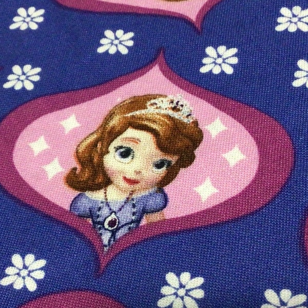 Sophia First,Disney Princess New Fabric,Kids TV Cartoon,DIY Girl Crafting,Purple Quilt Remnant,Portrait,KagrannaPaintgarden