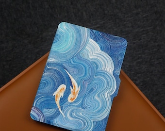 Water Waves Koi Kindle Case Paperwhite 6.8"/7" Case,Kindle 10th 11th,Personalization Kindle Paperwhite Cover,All New Kindle Case 2024