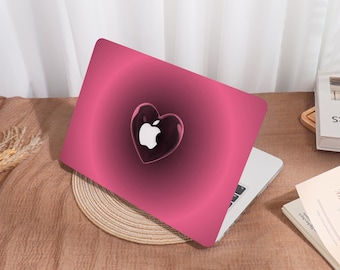 Pink Glistening Heart 2025 MacBook Hard Case for Air 11/13, M1/M2/M3/M4, A2681, MacBook Pro 14/15/16, A2338, Customized Name Laptop Cover