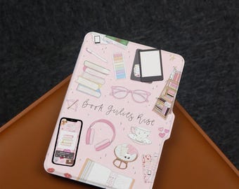 Boekillustratie Book Lovers Kindle-hoesje Paperwhite-hoesje, Kindle 10th 11th, personalisatie Kindle Paperwhite-omslag 2024, cadeau voor moeder