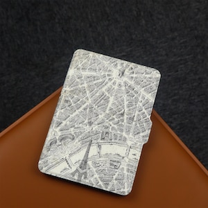 Carte détaillée de Paris Étui pour Kindle 6,8 po./7 po.,Kindle 10th/11th, Personnalisation pour Kindle, Étui pour Kindle Paperwhite,Tout nouvel étui Kindle 2024