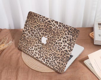 Leopard Print 2025 MacBook Hard Case for Air 11/13, M1/M2/M3/M4, A2681, MacBook Pro 14/15/16, A2338, Customized Name Laptop Cover