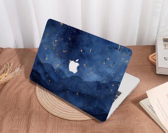 Watercolor Night Sky 2025 MacBook Hard Case for Air 11/13, M1/M2/M3/M4, A2681, MacBook Pro 14/15/16, A2338, Customized Name Laptop Cover