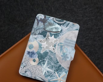 Ocean Collage Pattern Kindle Case Paperwhite 6.8" Case, Kindle 10th 11th, Personalization Kindle Paperwhite Cover, All New Kindle Case 2024