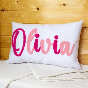 Custom Punch Needle Pillow Cover, Personalize Name Embroidered Pillow, Custom Baby Gift, Personalized Birthday Gift, Kids Room Decor