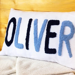 Custom Name Punch Needle Pillow Cover, Personalized Embroidered Pillow Case, Nursery Pillow, Baby Name Punch Pillow, Personalized Gift