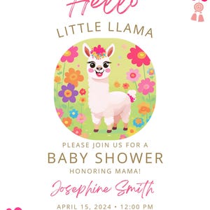 Editable Llama Baby Shower Invitation