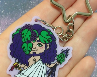 Dionysus: God of Wine Keychain with Star Keyring