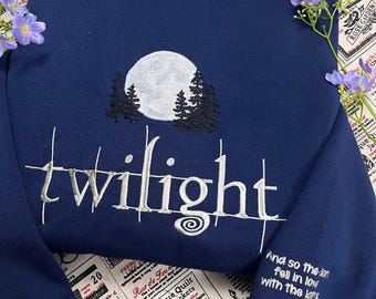Twilight Embroidered Sweatshirt, Hoodie, Twilight Saga Shirt, Bookish Aesthetic Tee, Vampires Wolves Romance, Eclipse Breaking Dawn New Moon