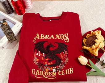 Abraxos Garden Club Embroidered Sweatshirt, The House in the Cerulean Sea Hoodie, TJ Klune Sweatshirt, Linus Baker Sweater
