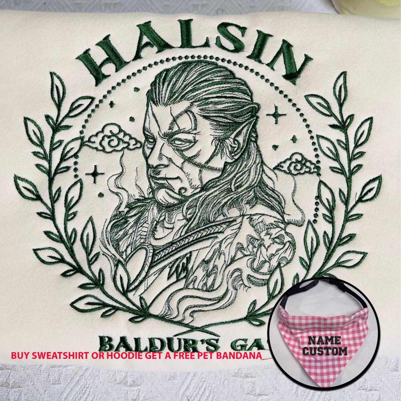 Halsin embroidered hoodie, Baldur's Gate pullover, Unleash Your Adventure with the Halsin Embroidered Hoodie, The Perfect Gift for BG 3 Fans