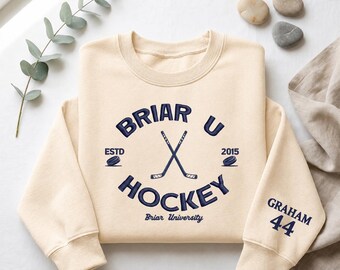 Graham 44 Briar University Hockey Sweatshirt, Embroidered Hockey Crewneck, Off Campus Inspired Hoodie, Booktok Hockey Romance Gift