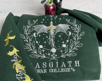 Embroidery Fourth Wing Dragon Sweatshirt, Dragon Rider Sweater, Fourth Wing Basgiath War College Hoodie for Bookish, Gift for Her, bookish