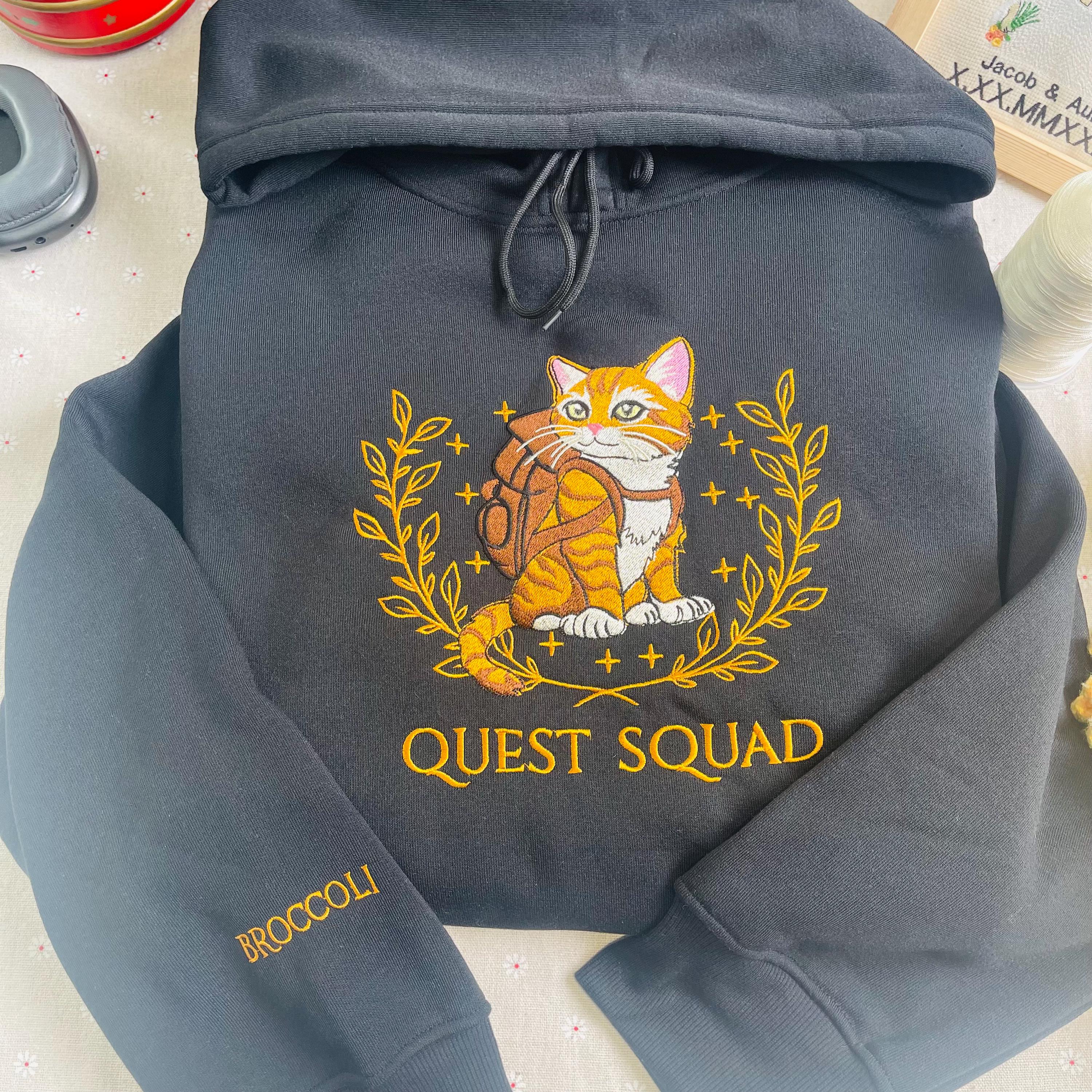Embroidered Sweatshirt Quest Squad Broccoli, Onyx Storm, Fourth Wing Basgiath War College Hoodie for Bookish, Gift for Her, bookish